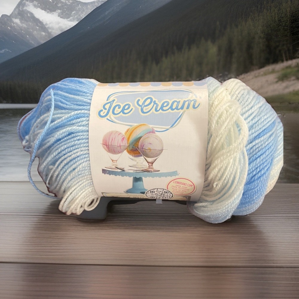Lion Brand Yarn (1 Skein) Ice Cream Baby Yarn, Blueberry Bleuet, 203AU, 394 yd‎